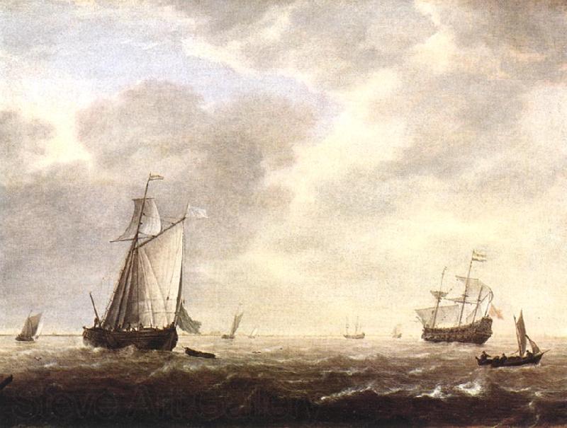 VLIEGER, Simon de A Dutch Man-of-war and Various Vessels in a Breeze r Spain oil painting art